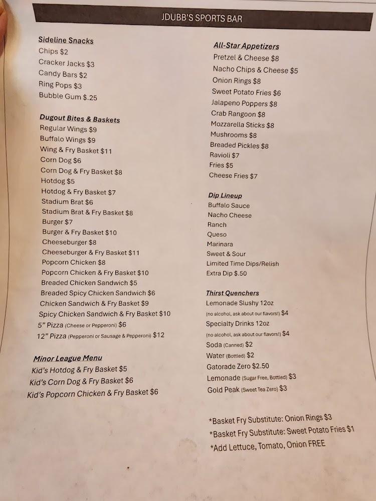 JDubb's Sports Lounge Menu image 1